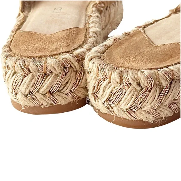 J/Slides Ritsy Slip On Espadrilles Beige Suede Leather Bow Slides Handcrafted - Picture 10 of 12